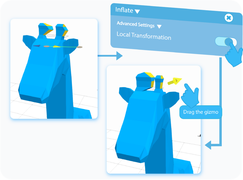 Toggle to enable the Local Transformation setting for the Inflate